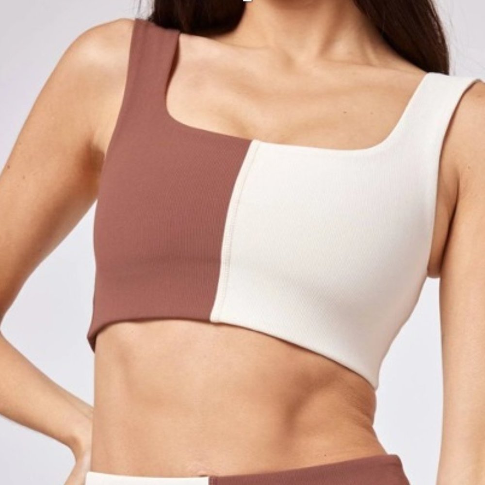 NWT L*space Ribbed Back Beat Crop Ribbed Sports Bra S